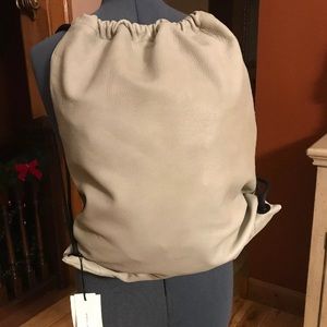 Marc Jacobs Drawstring Leather Backpack Stone Gray